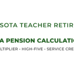 Minnesota TRA pension calculation graphic showing multiplier, High-5 salary, and service credit formula