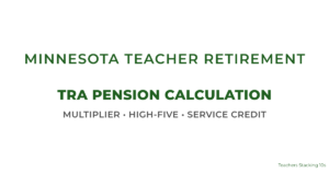 Minnesota TRA pension calculation graphic showing multiplier, High-5 salary, and service credit formula