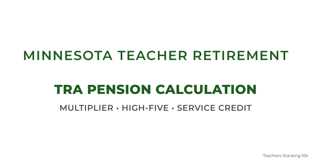 Minnesota TRA pension calculation graphic showing multiplier, High-5 salary, and service credit formula